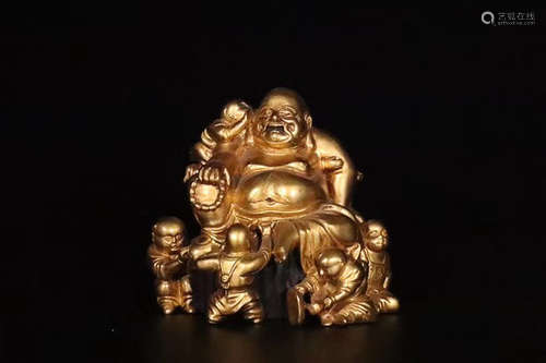 17-19TH CENTURY, A BUDDHA DESIGN GILT BRONZE ORNAMENT, QING DYNASTY