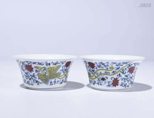 Chenghua Mark, A Pair of Doucai Glazed Bowls