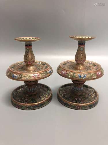 A Pair of Gilt Brown Glazed Candle Stand