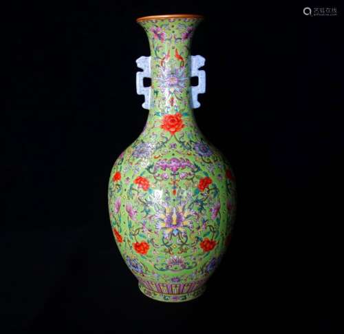 Qianlong Mark, A Fmille Rose Vase