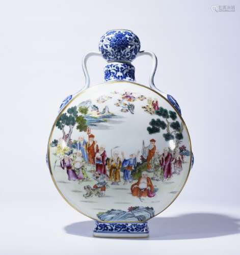 Qianlong Mark, A Blue and Famille Rose Vase