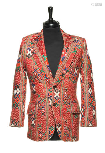 1970s, The Rolling Stones: a red patterned jacket owned by Charlie Watts,