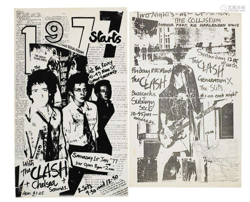 1977, The Clash: Roxy and Coliseum Two-Night concert flyers,