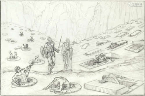 circa 1961, Ray Harryhausen (American, b.1920-d.2013): A preliminary sketch for Jason and the Argonauts,