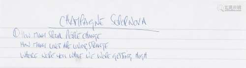 2000s, Oasis: Noel Gallagher's handwritten lyrics for Champagne Supernova,