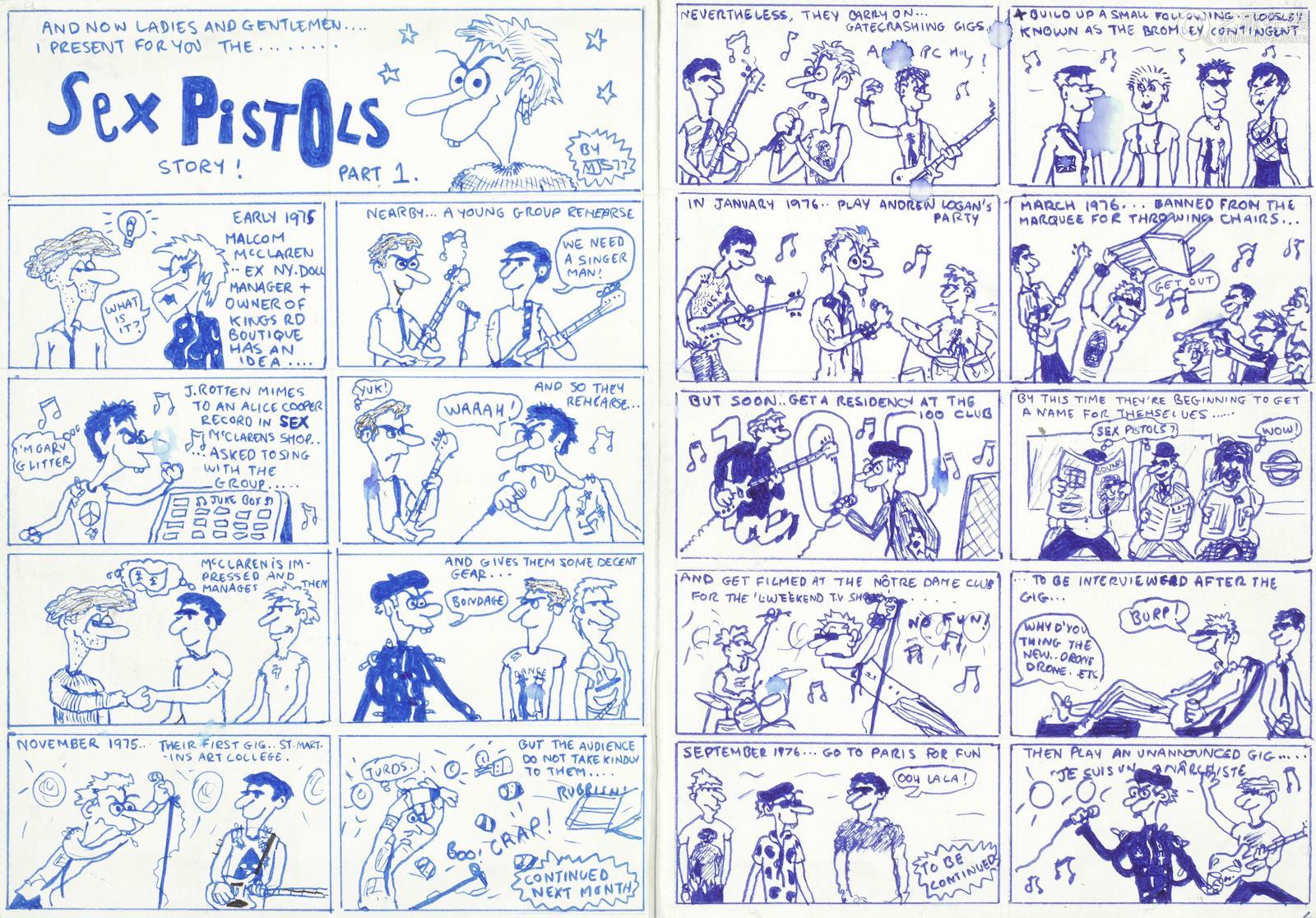 1977 Sex Pistols Mark Jay S Original Art 2nd Draft For The Cartoon So Far －【deal Price