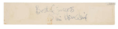 1967, Jimi Hendrix: An autographed card,