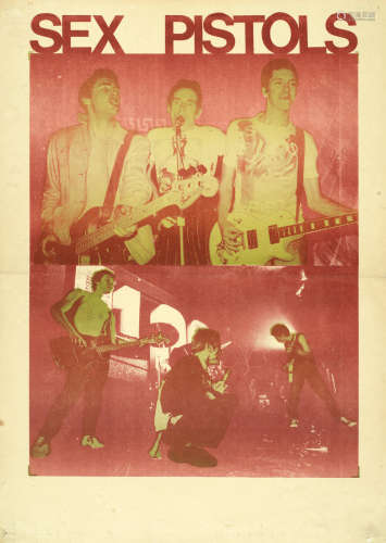 1976, Sex Pistols: A promo poster amnnotated by Malcolm McLaren on the reverse,