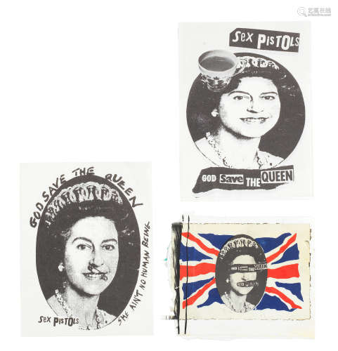 1977, 4 Sex Pistols: Various 'God Save The Queen'  stickers,