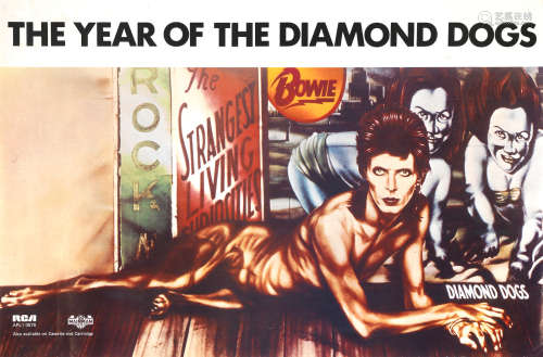 UK, 1974, David Bowie: A Diamond Dogs album promo poster,