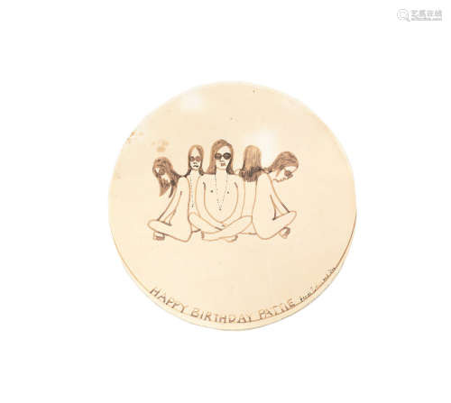 1968, John Lennon: A rare and original hand-drawn birthday card to Pattie Boyd from John and Cynthia Lennon,