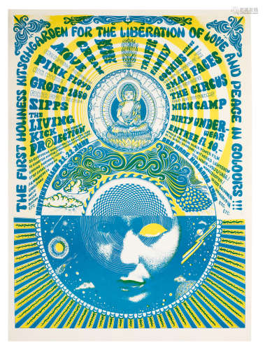 21st-22nd June 1968, Pink Floyd: A festival poster, 'The First Holiness Kitschgarden For The Liberation Of Love And Peace In Colours!!!'