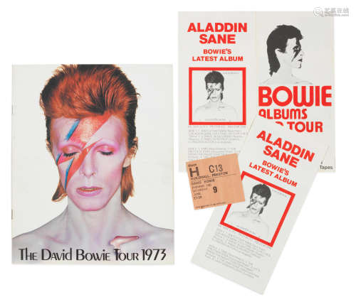 all from the May/June 1973 tour, 5 David Bowie: A group of UK tour memorabilia,