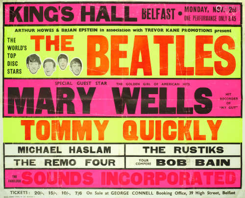 1964, The Beatles: A very rare Belfast concert poster,