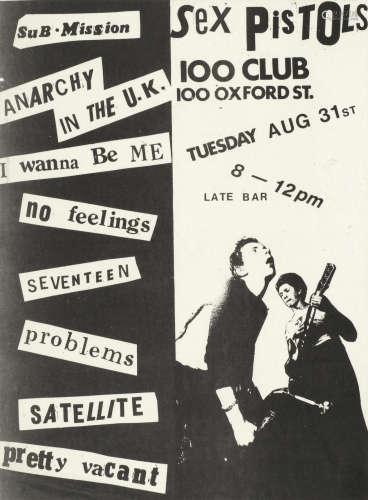 31st August 1976, Sex Pistols: A 100 Club flyer,