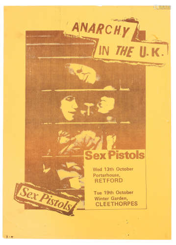 1976, Sex Pistols: A poster for two (unplayed) 'Anarchy In The UK' tour dates,
