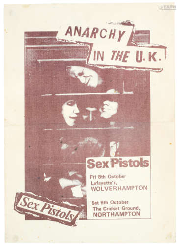 1976, Sex Pistols: A poster for two (unplayed) 'Anarchy In The UK' concerts,