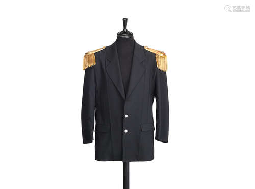 1990s, Elton John: A black Basi blazer with gold epaulettes worn by Elton John,