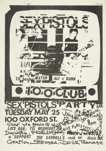 25th May 1976,  Sex Pistols: A flyer for the 100 Club,