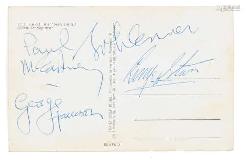 1966, The Beatles: An autographed publicity card and invitation,