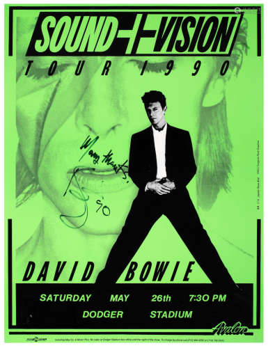 1990, David Bowie: An autographed 'Sound & Vision Tour' poster,