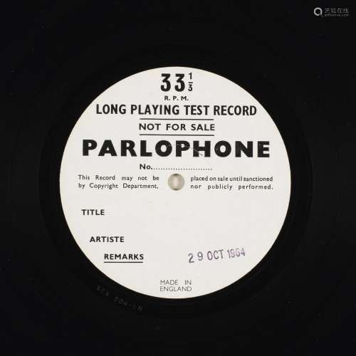 Parlophone, 1964, The Beatles: A test pressing of the album Beatles For Sale,