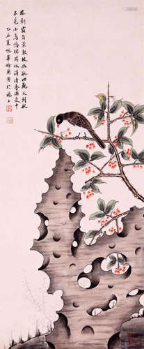 CHINESE SCROLL PAINTING OF BIRD AND FLOWER