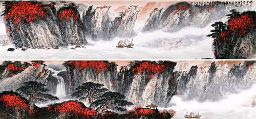 CHINESE HAND SCROLL PAINTING OF MOUNTAIN VIEWS