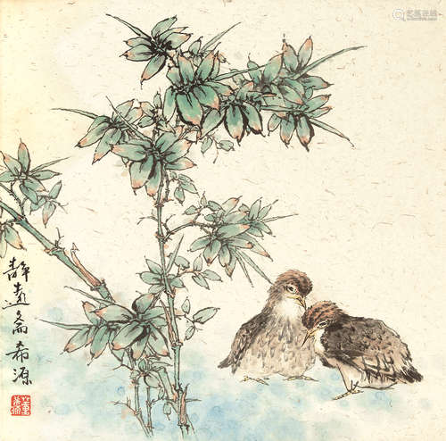 董希源  花鳥   設色紙本 立軸