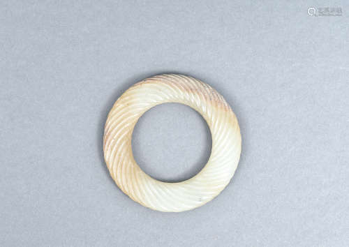 漢 白玉繩紋環