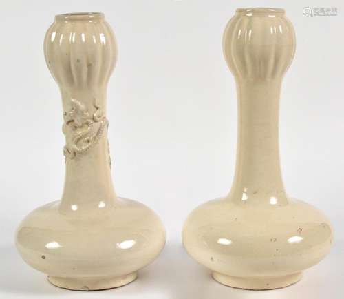 Pair Chinese Blanc de Chine Tulip Vases