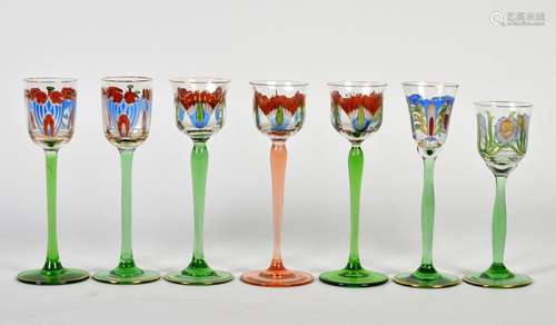 7 Wiener Werkstatt Cordial Glasses