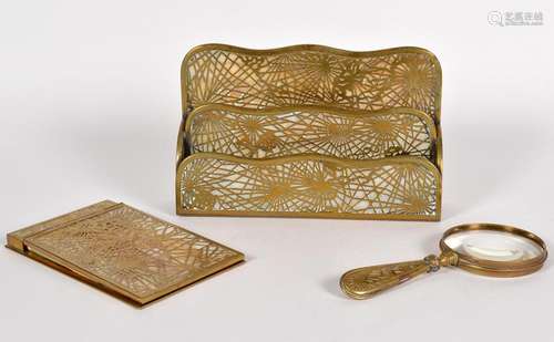 3 Tiffany Studios 'Pine Needle' Desk Accessories