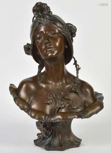 Josef Ofner Art Nouveau Bronze Bust