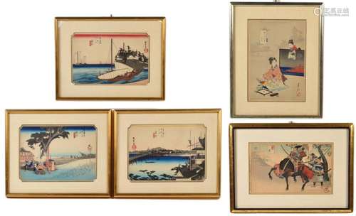 5 Japanese Wood Block Prints