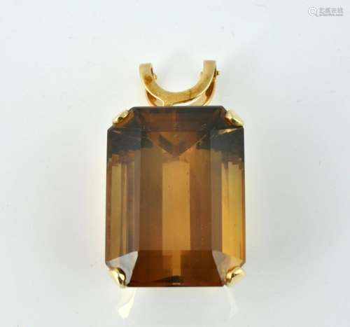 Large 14 kt. Gold & Smoky Quartz Enhancer