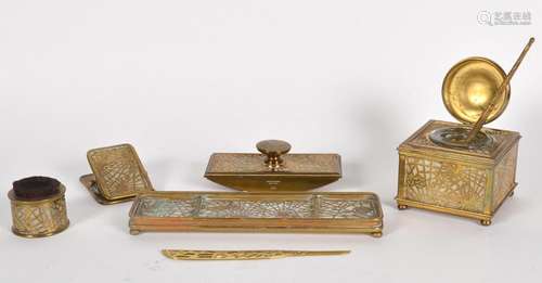 7 Tiffany Studios 'Pine Needle' Desk Accessories