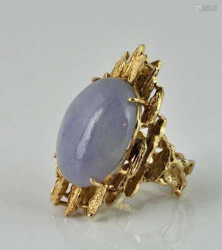 Lavender Jade & 14kt. Gold Contemporary Ring
