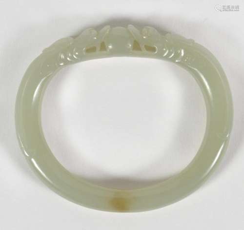 Chinese Carved Celadon Jade Bangle