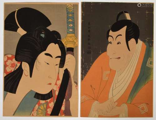 2 Woodblock Prints After Toshusai Sharaku