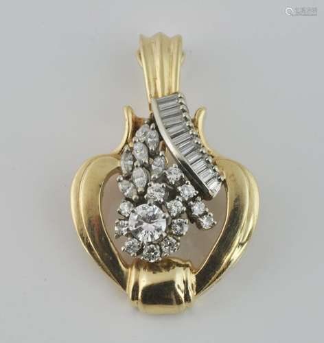 White & Yellow Gold Diamond Pendant with Bale