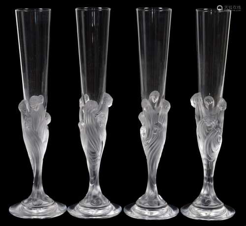 4 Erte Champagne Flutes 