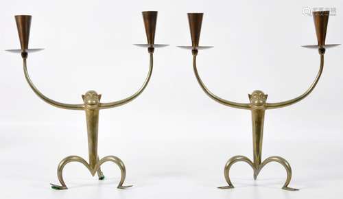 Pr. Hagenenauer Style Bronze Monkey Candelabras