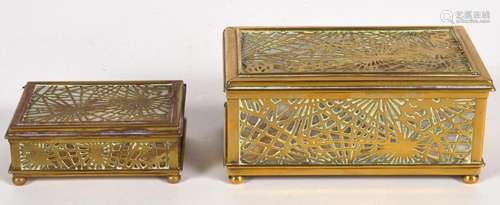 Two (2) Tiffany Studios 'Pine Needle' Boxes