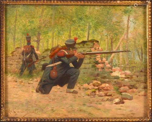 Louis Gardette 'French Soldier' Oil Painting