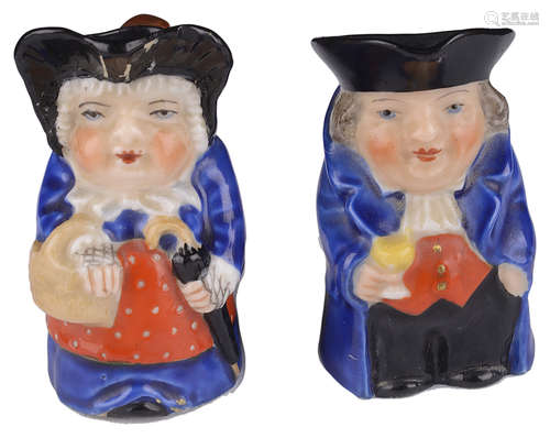 A Royal Worcester miniature porcelain Toby jug, 1920s(2)