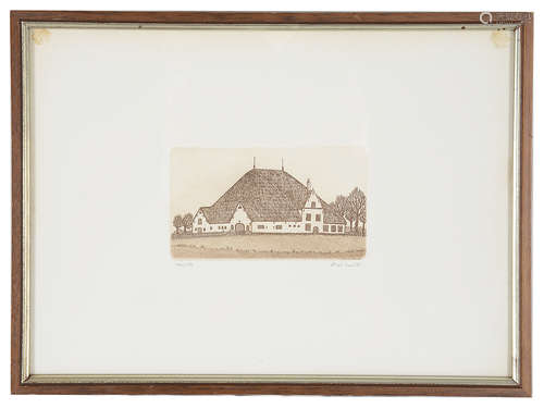 Four German etchings, circa 1970's architectural/landscapes scenes (4)