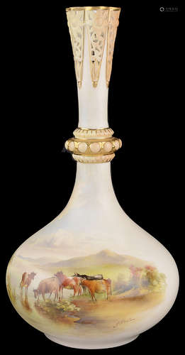 A Graingers Worcester blush ivory vase by John Stinton