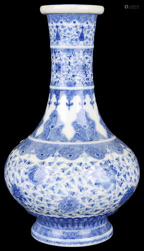 A Chinese 20th c. blue & white bottle vase