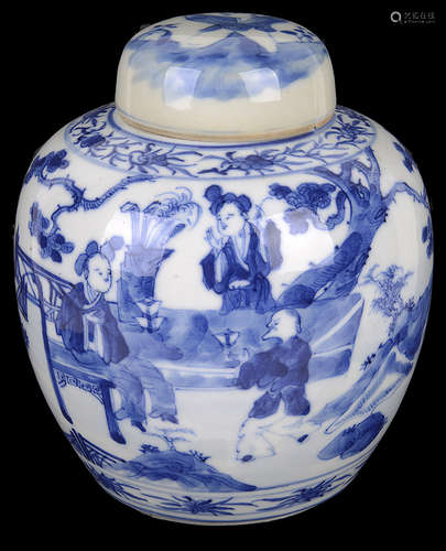 A 19th c. Chinese blue & white porcelain ginger jar and cover